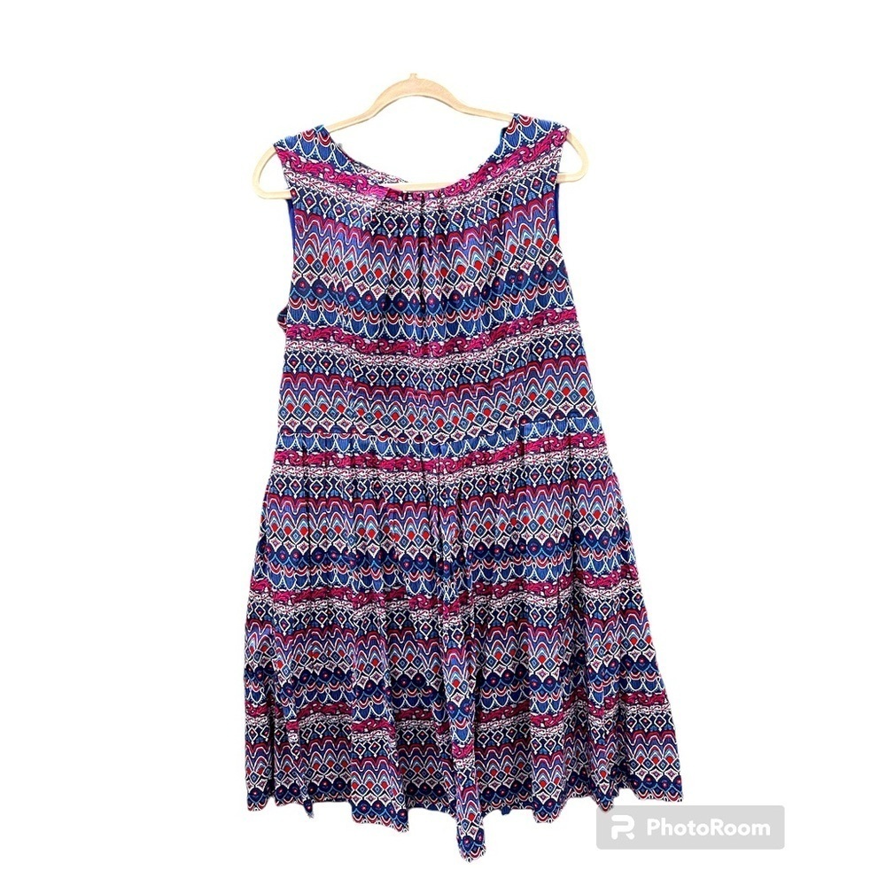 ELLEN TRACY Women's A-Line Ponte Vibrant Multi-Color Sleeveless lined Dress 16